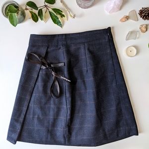 Plaid Navy Ribbon Point Wrap Skirt